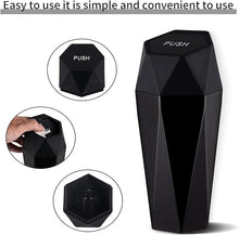 Load image into Gallery viewer, JUSTTOP Car Trash Can with Lid, Diamond Design Small Automatic Portable Trash Can, Easy to Clean, Used in Car Home Office Interior Accessories, 2PCS (Black)