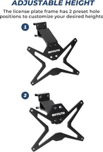 Load image into Gallery viewer, ISSYAUTO License Plate Holder Compatible with Rivian R1T R1S 2022 2023 Aluminum License Plate Mount Kit License Plate Frame, Height-Adjustable