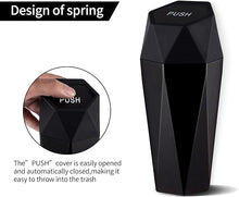 Load image into Gallery viewer, JUSTTOP Car Trash Can with Lid, Diamond Design Small Automatic Portable Trash Can, Easy to Clean, Used in Car Home Office Interior Accessories, 2PCS (Black)