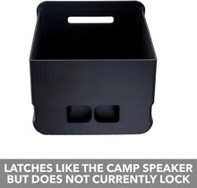 Load image into Gallery viewer, Camp Speaker Drawer Organizer for Rivian R1S & Rivian R1T - Storage Tray Box Caddy with Premium Leather Liner Insert, Interior Accessory Replacement for the Lower Center Console