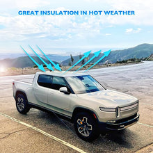 Cargar imagen en el visor de la galería, HANSSHOW Sunshade Glass Roof Sunshade Compatible with Rivian R1T, UV Blocking/Heat Insulation Cover Set Foldable Sun Shade Compatible with Rivian R1T 2022 2023 (1 pcs)((No Needed Clips/Suctions))