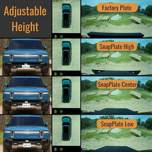 Load image into Gallery viewer, SnapPlate® No-Drill Front License Plate Mount for Rivian R1T & R1S - USA Made License Plate Holder Kit - No Screws, Lockable, Height-Adjustable, Removable, License Frame (Rivian R1T/S 2022-2024)
