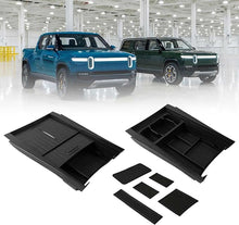 Cargar imagen en el visor de la galería, Center Console Organizer for Rivian Cup Holder - Tesmirror Lower Center Console Organizer Tray for Rivian R1T R1S 2022 2023 2024 Accessories Closed Storage Box ABS Material Dustproof 𝗡𝗲𝘄 𝗠𝗼𝗱𝗲𝗹
