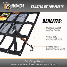 Load image into Gallery viewer, GLADIATOR CARGO NETS - Heavy Duty Cargo Net - Truck Accessory - Cargo Carrier - Truck Organizer - Small (SGN-100) 4.75&#39; x 6&#39; ft.
