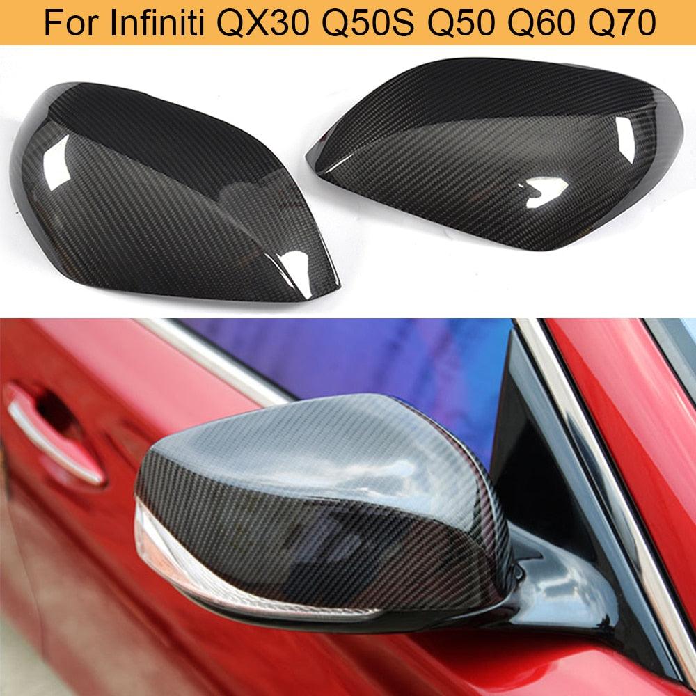 Car Rearview Mirror Covers Caps For Infiniti Q50 Q50S Sedan 2014-2019 Side Mirror Covers Caps Shell Replace Carbon Fiber / ABS - ExpertPickleball.com