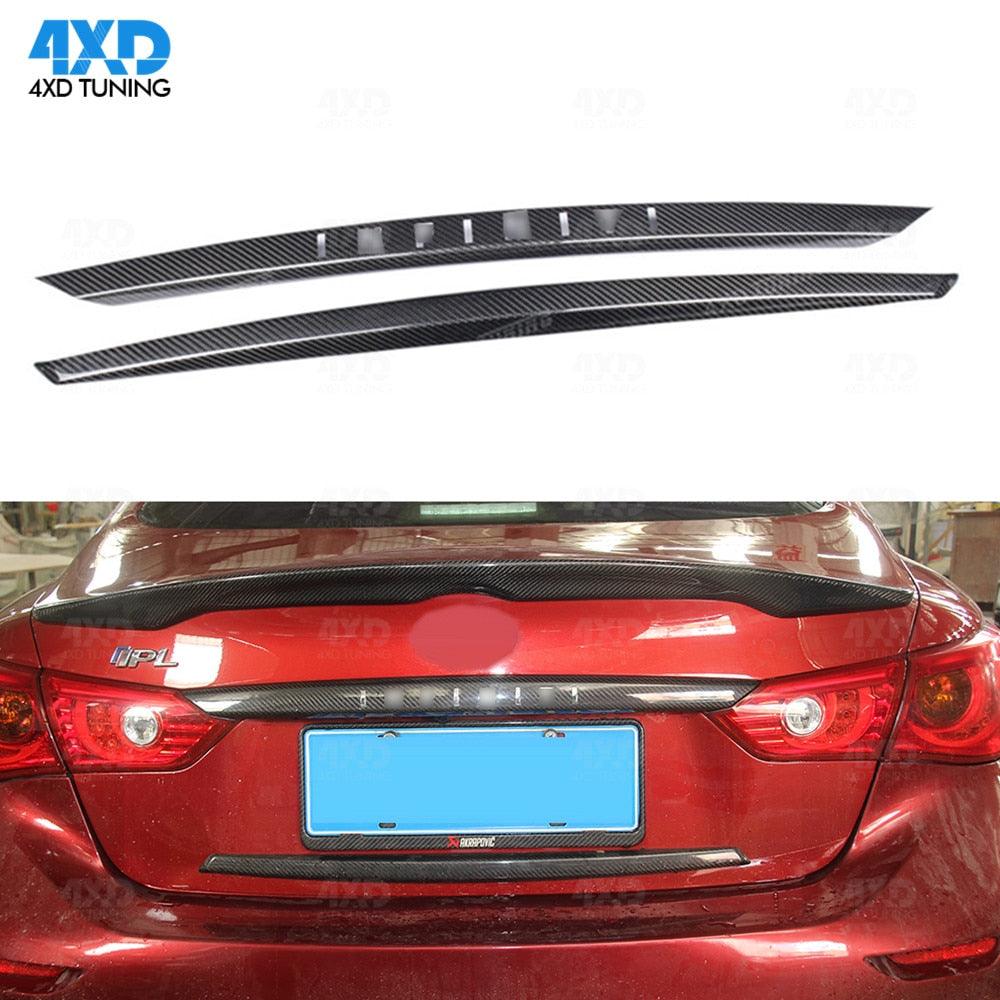 Q50 Rear Trunk trim For Infiniti Q50S Dry Carbon Fiber Rear Bumper Trunk Plate Trim Cover With Logo 2pcs 2014 2015 2016 2017 - ExpertPickleball.com
