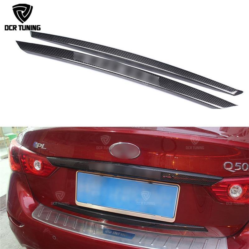 For Infiniti Q50 Q50S Carbon 2014 2015 2016 2017 Carbon Fiber Trunk Trim Cover With Logo Q50 Trunk Trim - ExpertPickleball.com