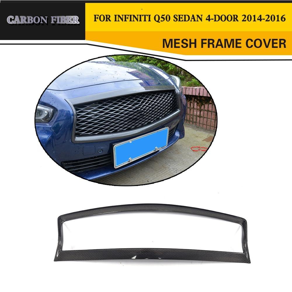 Real Carbon Fiber Front Grill Outline Trim Cover Frame for Infiniti Q50 Sedan 4-Door 2014 - 2017 Grille Trim Cover Frame - ExpertPickleball.com